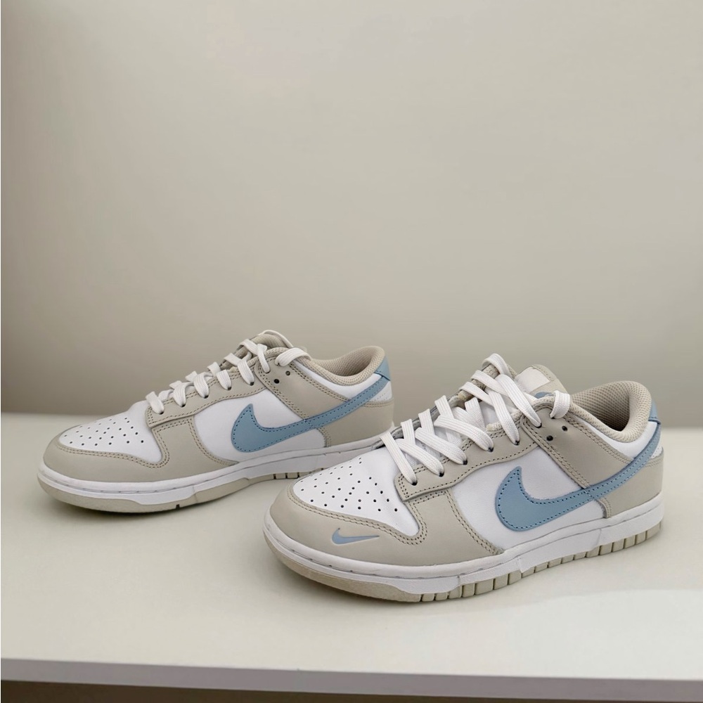 Nike Dunks White and Light Blue Low-Top Sneakers